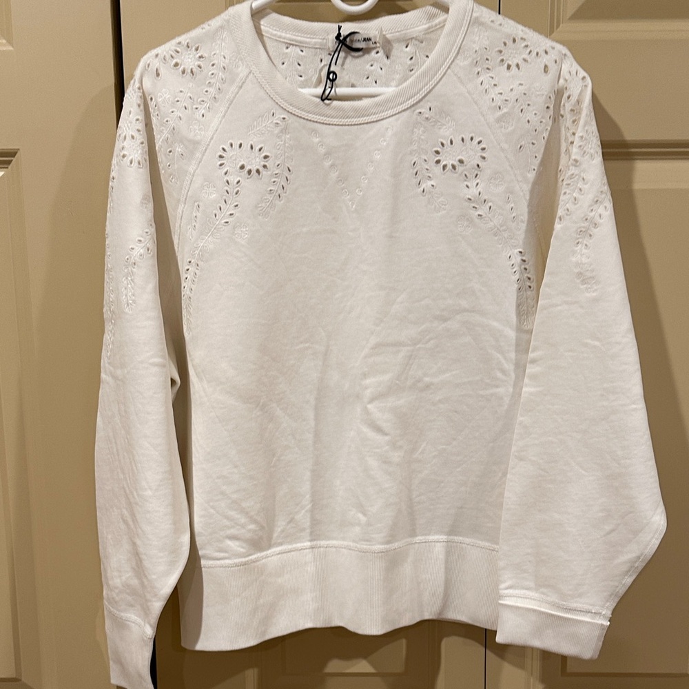 Rag & Bone Cream Eyelet Detail Sweatshirt